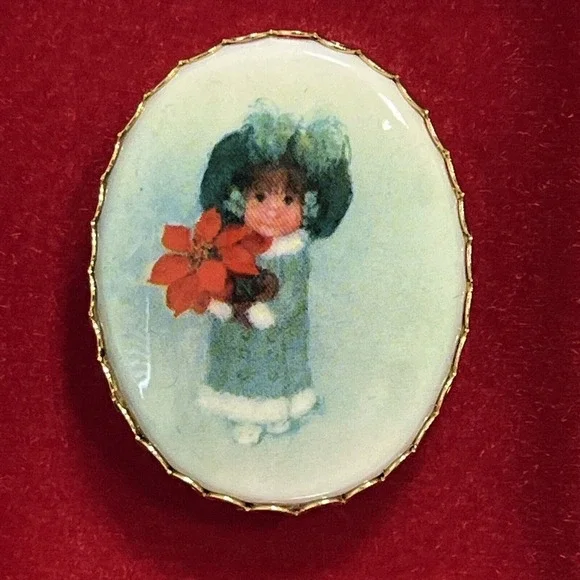 Hallmark Mini Gallery Rare Vintage Charmer Cameo‎ Christmas Is Sharing Pin