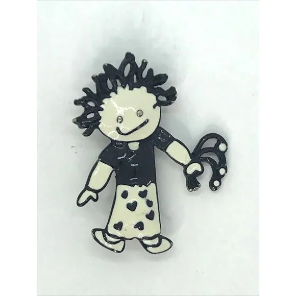 Steinmetz Brooch Pin‎ SFJ Style Doll White and Black Enameled estate