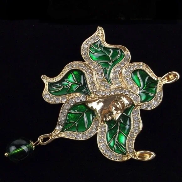 Big Enameled Rhinestone Mother‎ Nature Brooch