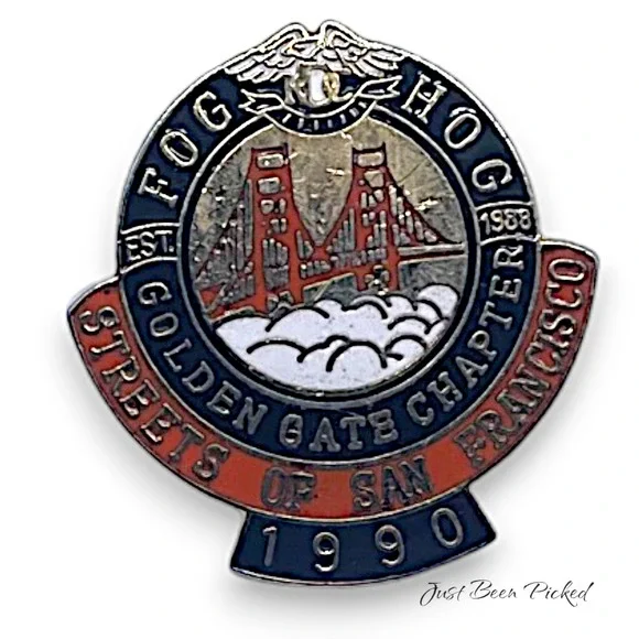 Harley Davidson HOG Fog Hog San Francisco Golden Gate Chapter 1990 Pin‎