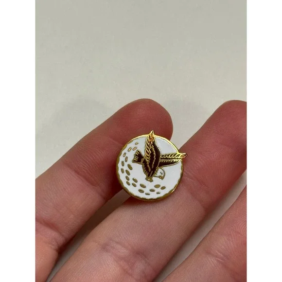 Gold Tone Eagle Golf Ball Enamel Lapel‎ Pin Hat Tie Tack Logo