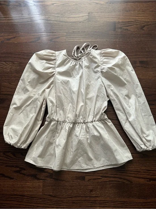 Zara Puff-Sleeve Peplum Blouse