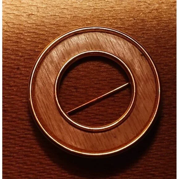 Round Gold-Tone Vintage Brooch Pin With Open Circle Design