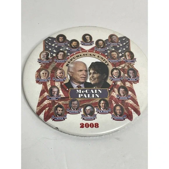 2008 JOHN MCCAIN SARAH PALIN campaign pin pinback button political presidential