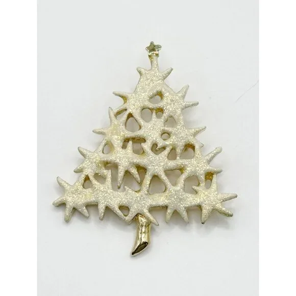 Fanciful‎ Kirks Folly Signed Irridescent Glittery Star Christmas Tree Brooch Pin