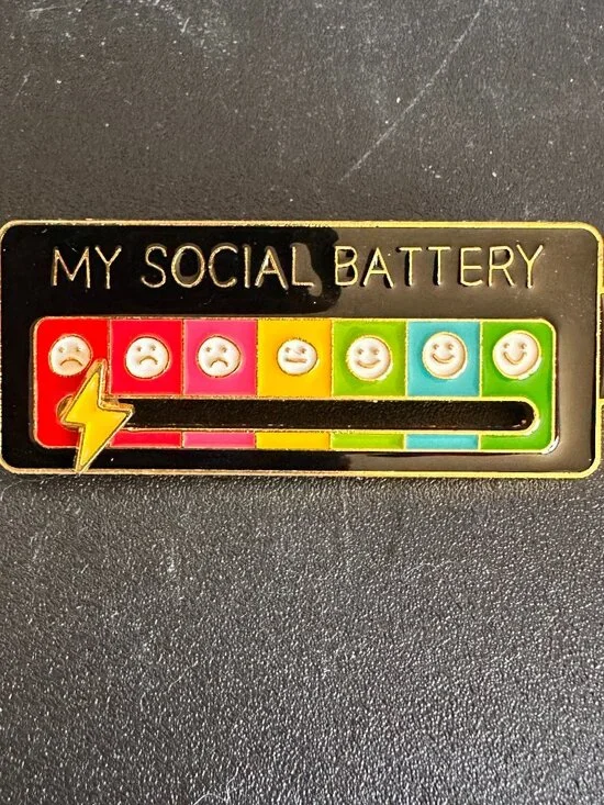 My Social Battery Enamel Pin Introvert Mental Health Funny Lapel Hat Badge