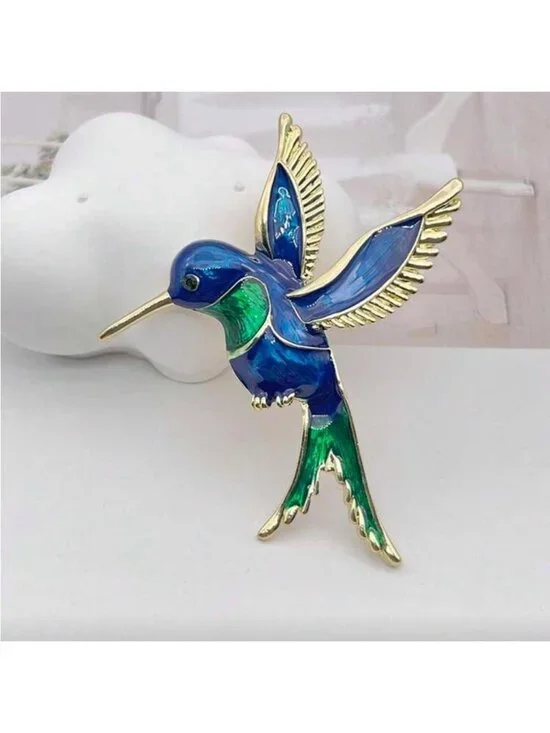 Blue and Green birds brooch Q595
