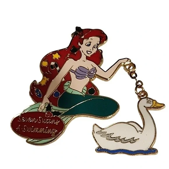 Disney Pin LITTLE MERMAID‎ PRINCESS ARIEL 12 Christmas Swans Swim LE 300 74400