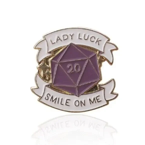Dungeons & Dragons Lady Luck 20 Sided Dice Brooch