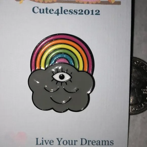 Rainbow Cloud 3rd Third Eye Pin Brooch used