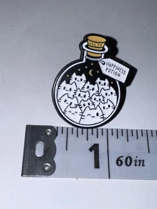 Happiness Potion Galaxy Jar Cat Kitten Pin Brooch