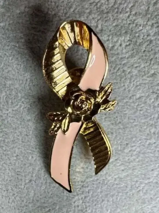 Vintage Avon Pink Ribbon Rose Detail Brooch