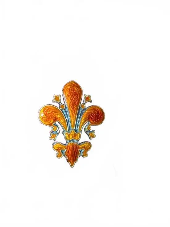 Vintage Fleur-de-Lis Enamel Pin Brooch silver 800