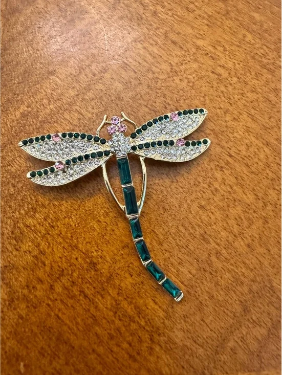 Dragonfly Shaped Rhinestone Brooch Pin 316