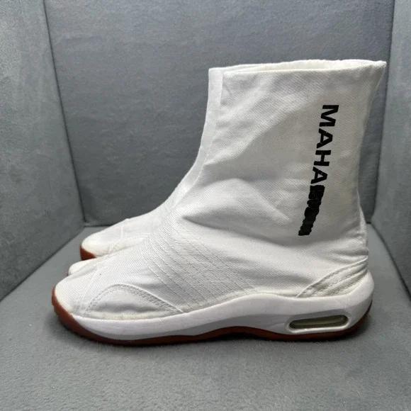 Maharishi Maha Tabi Men's Size 9 White Canvas Split Toe Ninja Boots Gum Sole