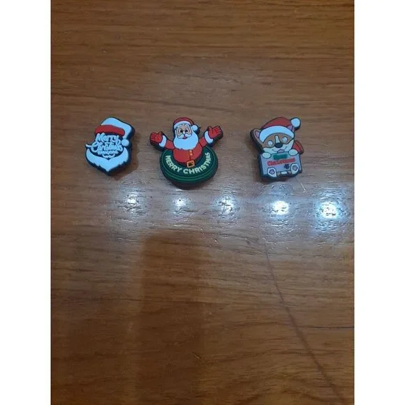 Lot Of 3 Christmas Holiday Themed‎ Croc Charm Jibz Santa Merry Christmas