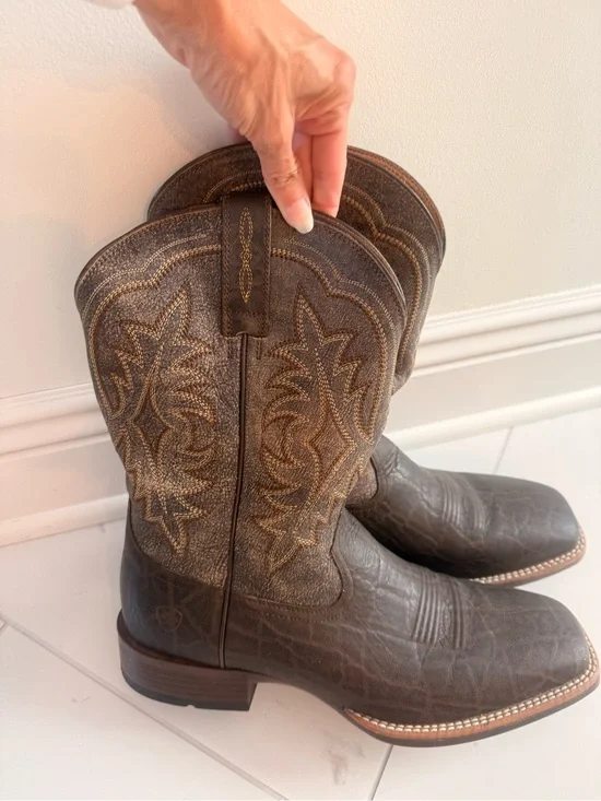 Ariat Brown Leather Western Boot Heel with Embossed Logo ATS Size 12D