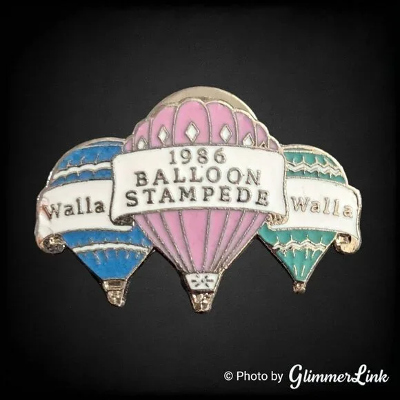 Vintage 1986 Walla Walla Balloon Stampede Enamel Pin – Hot Air Balloon Festival