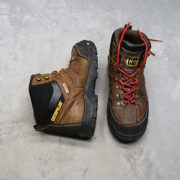 Caterpillar Men 9.5M Work Boot Brown Leather Safety Toe Rugged Industrial P90935