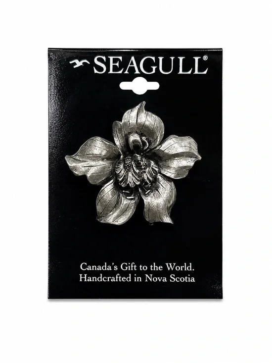 Seagull Pewter Orchid Brooch Pin Handcrafted in Nova Scotia Canada Floral