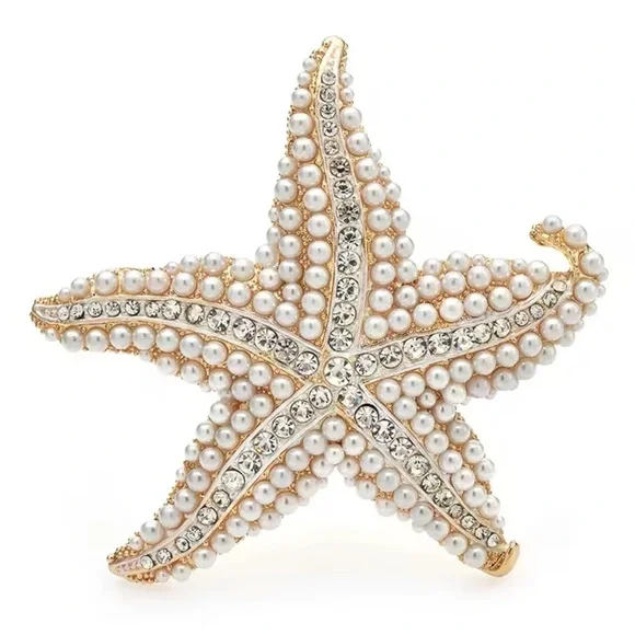 Betsey Johnson Elegant Starfish Pearl Brooch