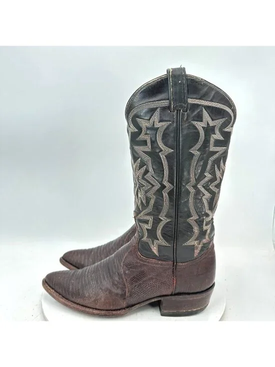 Tony Lama 70s Men Size 8.5D Brown Exotic Genuine Lizard Cowboy Western Boot