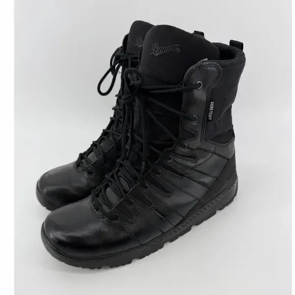 Black Leather tactical boots, Danner brand, 8-inch height