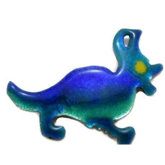 Unusual Antique Victorian‎ Blue & Green Bird Animal Baked Enamel Brooch Pin