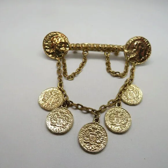 Vintage Imitation Coin Brooch 3