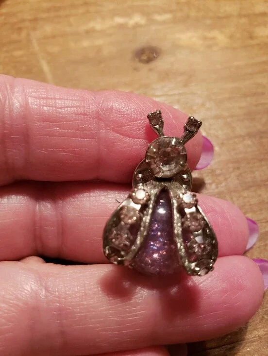 Vintage Silver-tone Weiss Insect Tac Pin With Orchid Sets