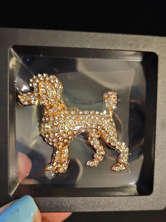 Rhinestone Poodle Brooch