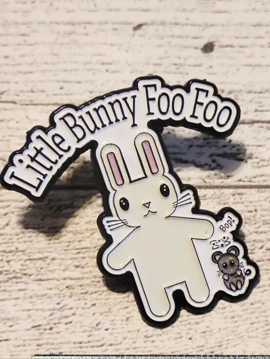 Little Bunny Foo Foo White Enamel Pin
