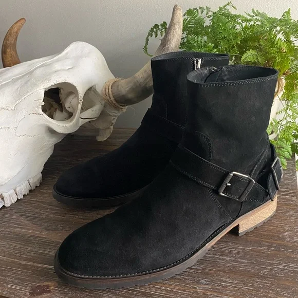 Belstaff Mens‎ Trialmaster Boots Zip Up Black Suede Leather Italy Sz 44