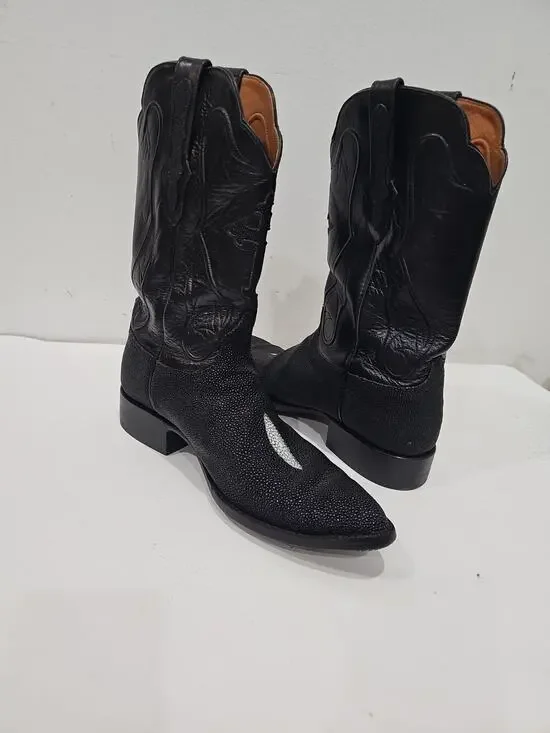 Black Jack Stingray Boots Mens Size 10.5 Black Western Cowboy Rodeo Rockabilly