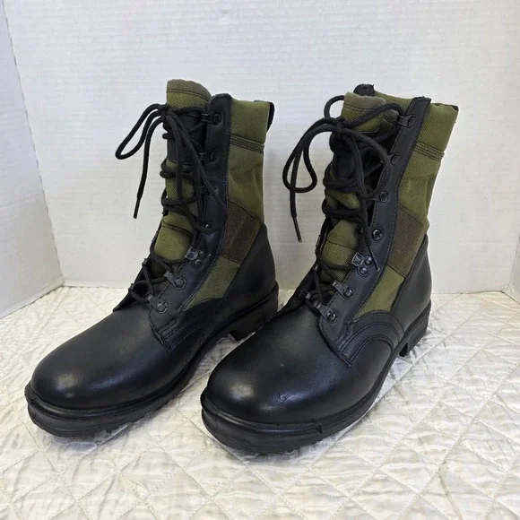 New Original German Army Tropical Boots BALTES Black/OD Green Canvas Military 41