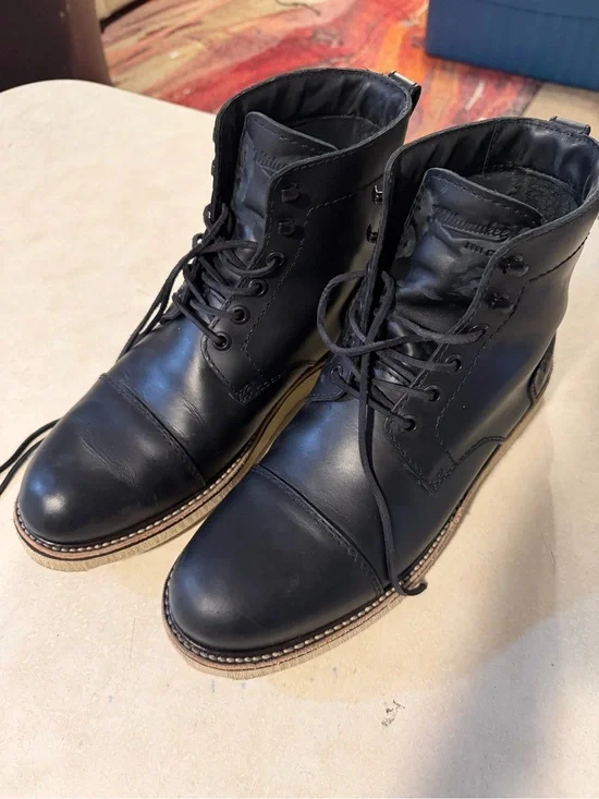 Milwaukee Boots Mens Brady Cap Toe Black  Leather Size 13