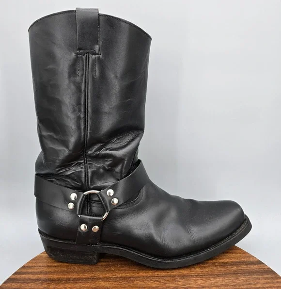 Champion Attitude Boots Mens 15 D Black Leather Harness Mexico Western Cowboy