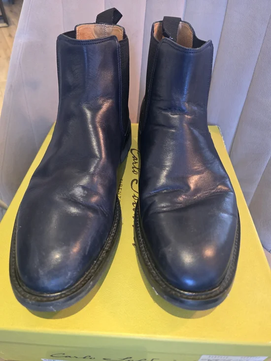 Men's Chelsea Boots in Dark Navy Leather