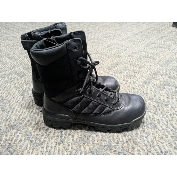Bates Mens Black Tactical Side Zip Boots Leather Nylon Work Duty E02261
