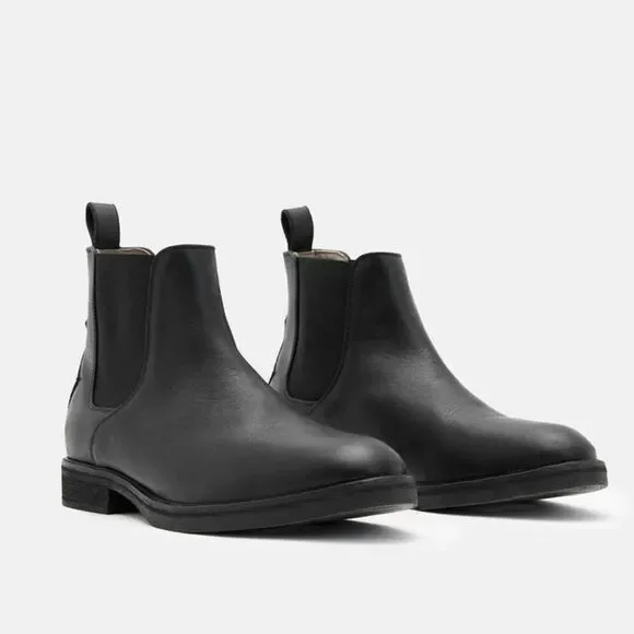 All Saints Creed Black Leather Chelsea Boots Mens 11 EU 44