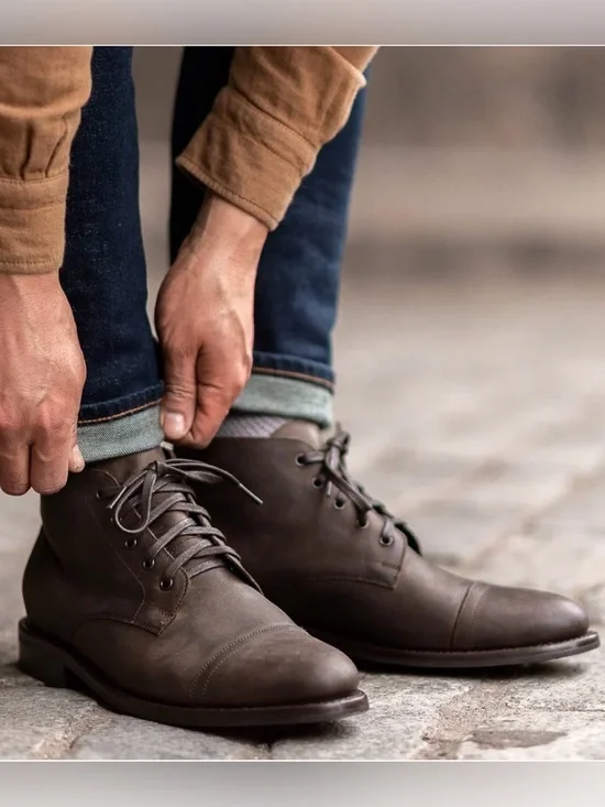 Thursday Boot Company Brown Leather Cadet Lace-Up Boots 10.5