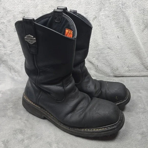 Harley Davidson Mens sz 10 M Altman D93563 Black Leather Biker Boots