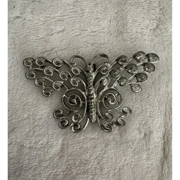 Vintage Silver-Tone Filigree BUTTERFLY Brooch/Pin