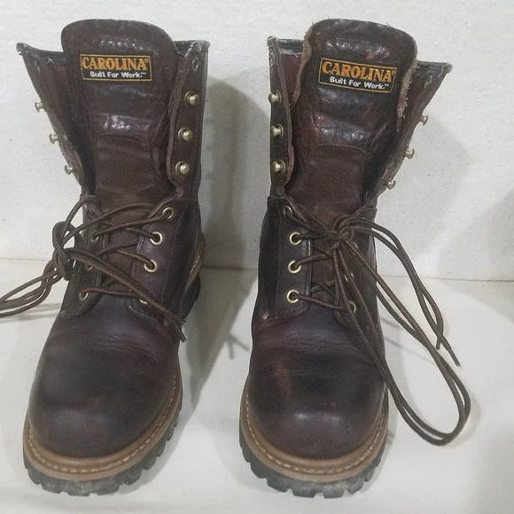 Carolina Work Boots Brown Leather Lace Up Oil Resistant Mens Size 9‎