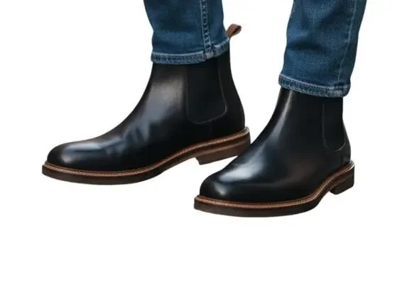 Johnston & Murphy Calder 175th Anniversary Black Leather Chelsea Boot Size 10.5