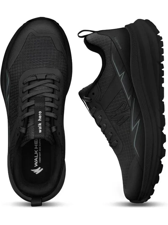Men's Black Trekking Shoes Low Top Closed Toe Non Slip Zipper Hiking Boots