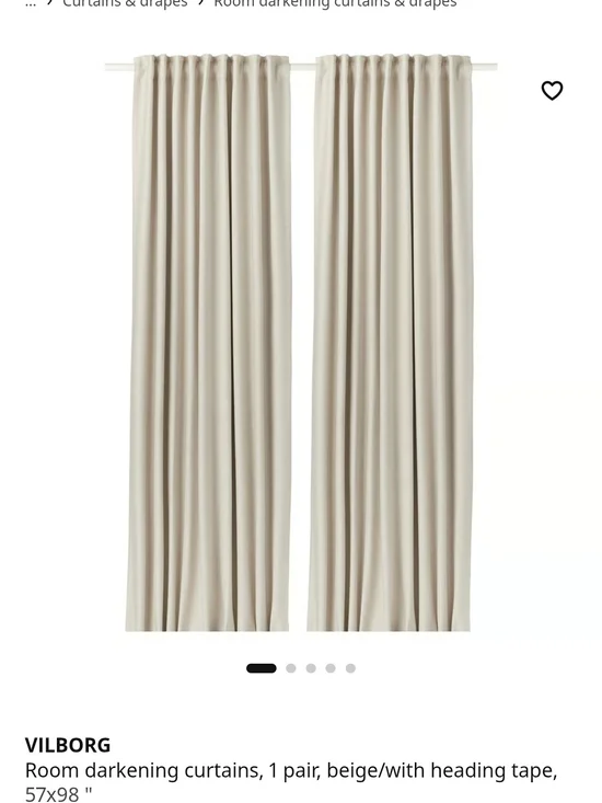 IKEA VILBORG Room Darkening Curtains In Beige