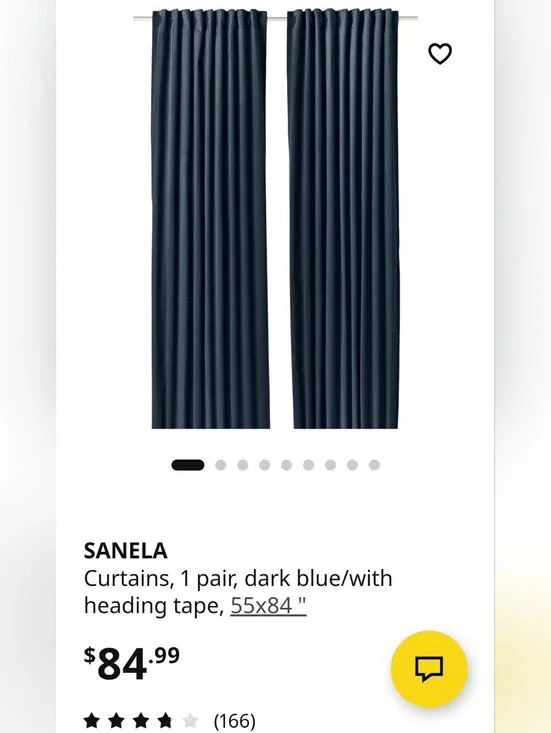 New Pair Of IKEA SANELA Dark Blue Velvet Curtain Panels
