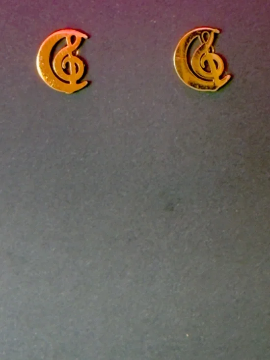 Gold-Tone Crescent & Treble Clef Stud Earrings - Women Jewelry