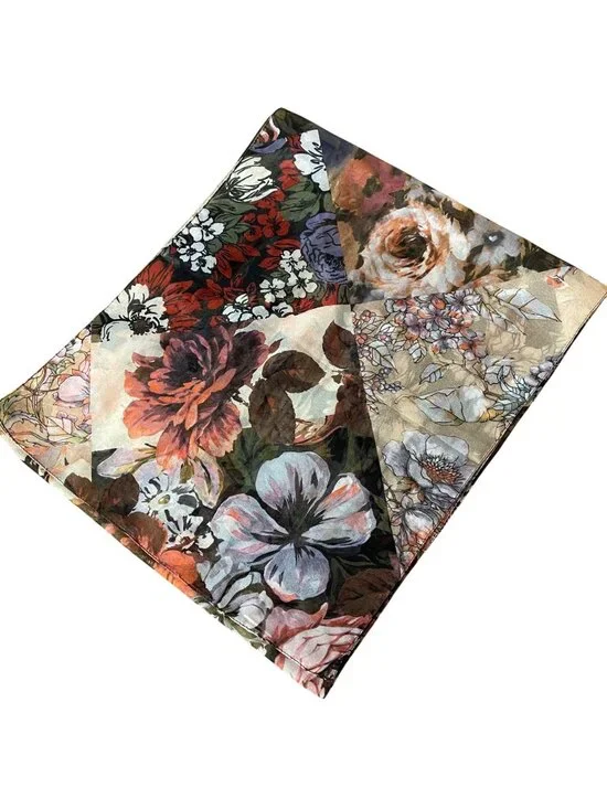 Patchwork Floral Sheer Boho Rectangle Scarf Lightweight 13